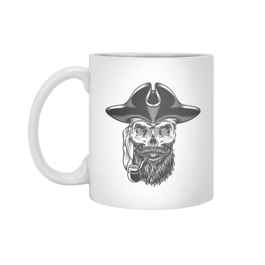 pirate hipster skull Beyaz Kupa