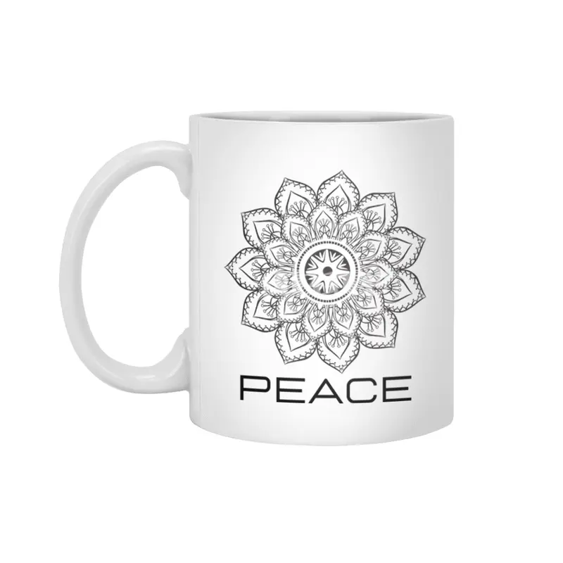 Peace Mandala | Yoga | Pilates | Rave | Floral Beyaz Kupa