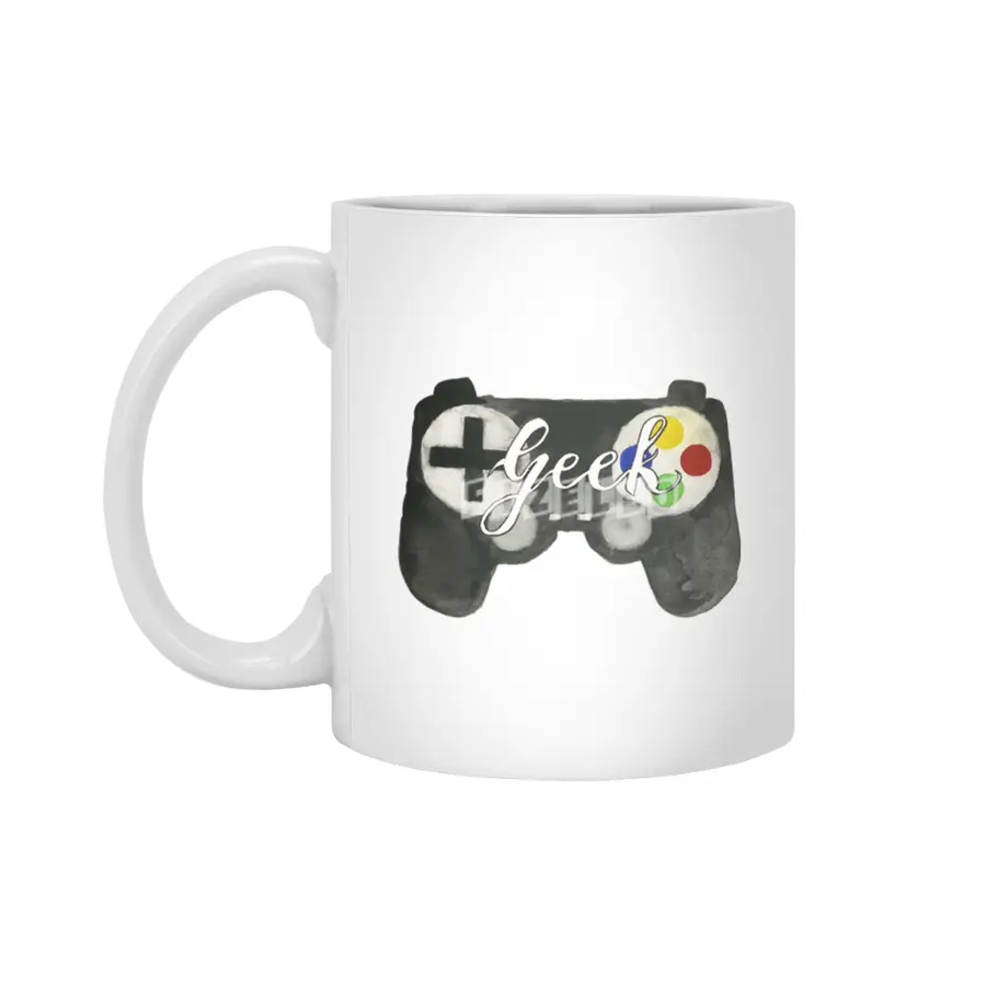 Hand Painted Watercolor Geek Game Controller Beyaz Kupa