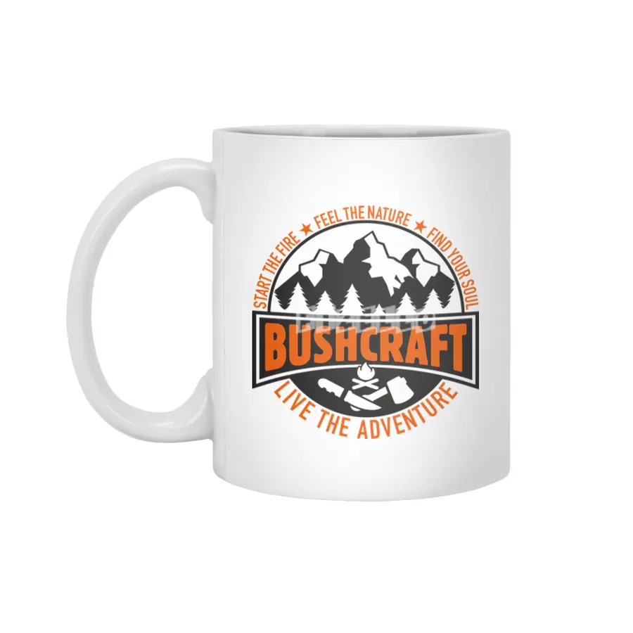 Bushcrafter, Prepper, Survival in the forest, nature (black/orange) Beyaz Kupa