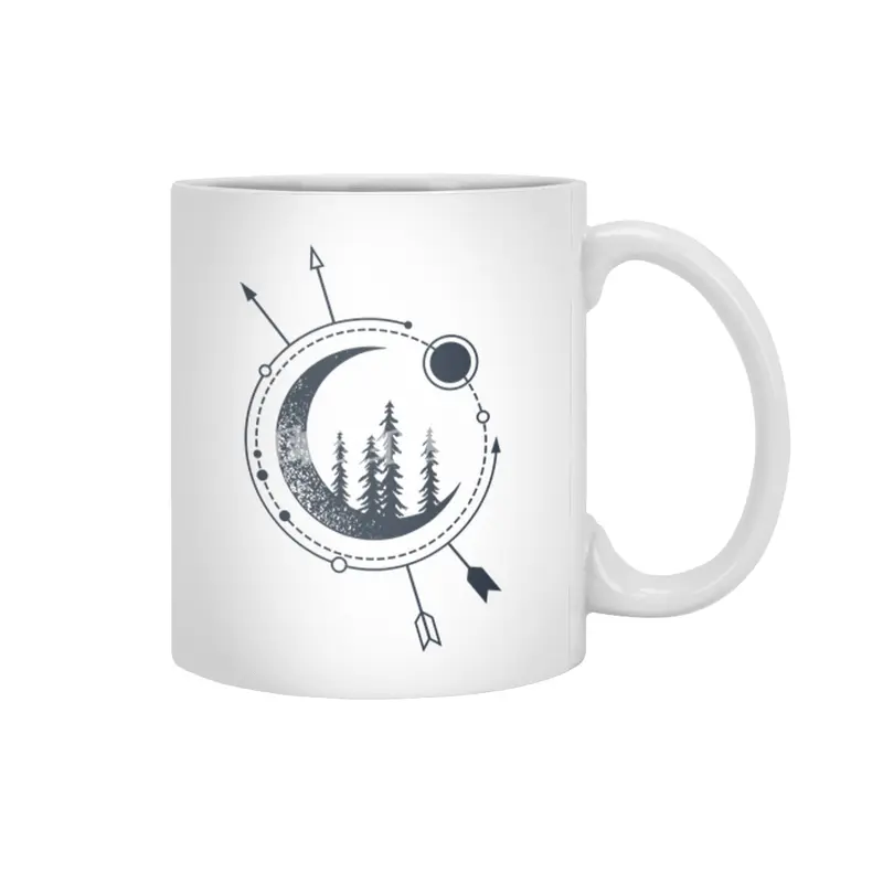 Modern Geometric Nature Forest Astronomy Bohemian Beyaz Kupa