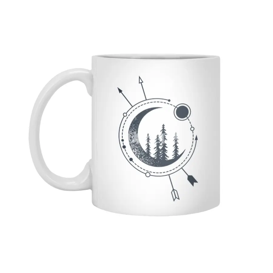 Modern Geometric Nature Forest Astronomy Bohemian Beyaz Kupa