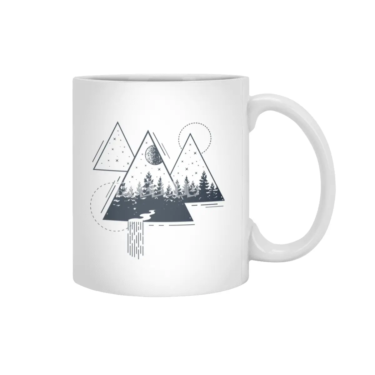 Modern Geometric Nature Forest Bohemian Triangles Beyaz Kupa