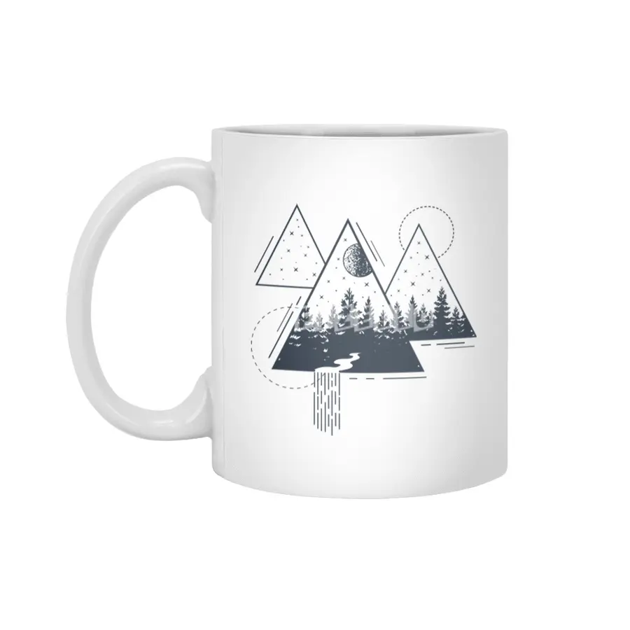Modern Geometric Nature Forest Bohemian Triangles Beyaz Kupa