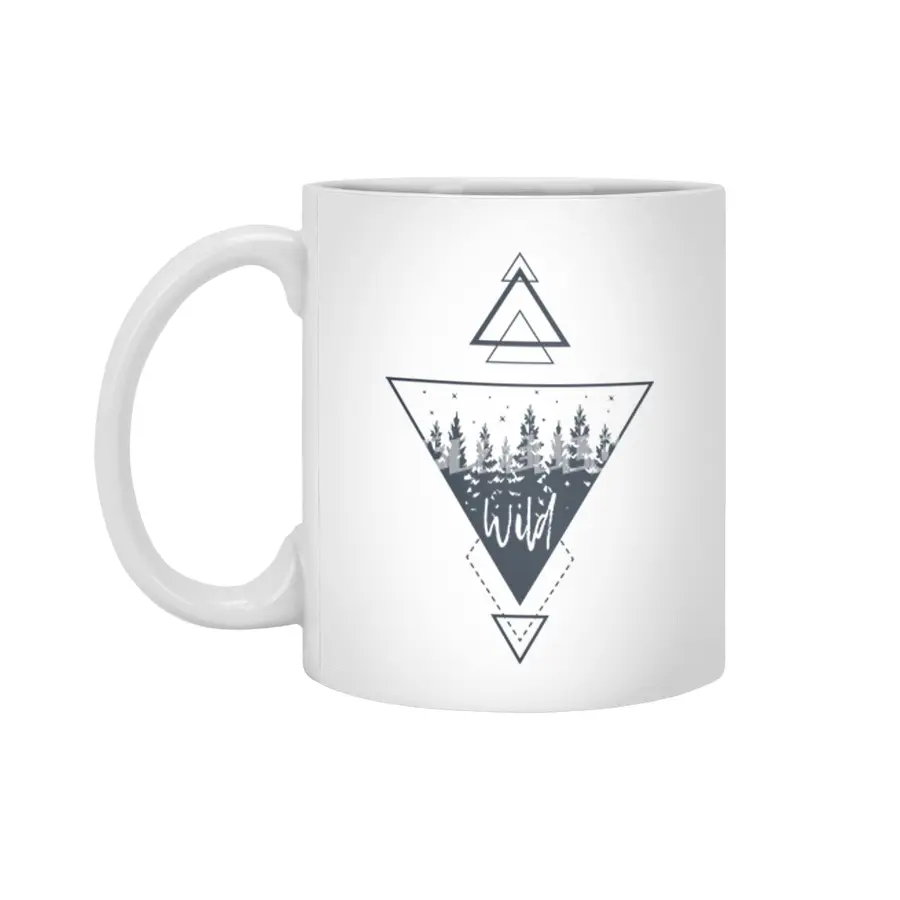 Modern Geometric Nature Forest Boho Triangles Beyaz Kupa