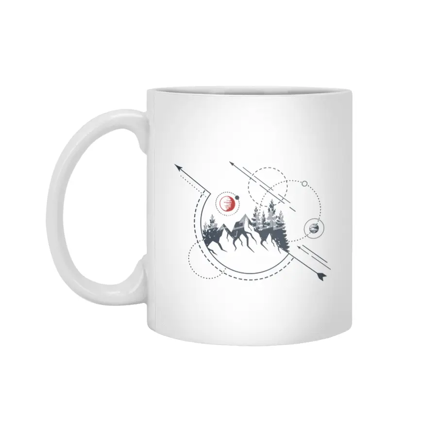 Modern Geometric Nature Mountains Adventure Beyaz Kupa
