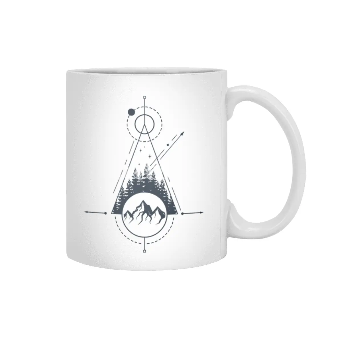 Modern Geometric Nature Mountains Adventure Shapes Beyaz Kupa