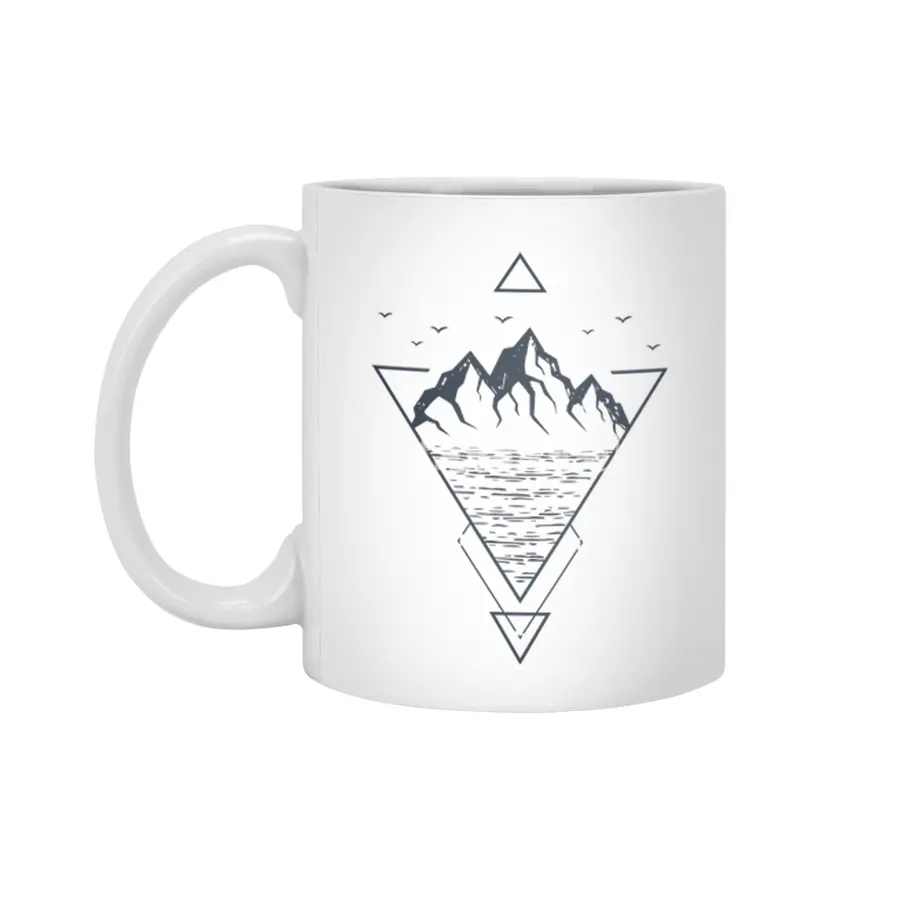 Modern Geometric Nature Mountains Hipster Beyaz Kupa