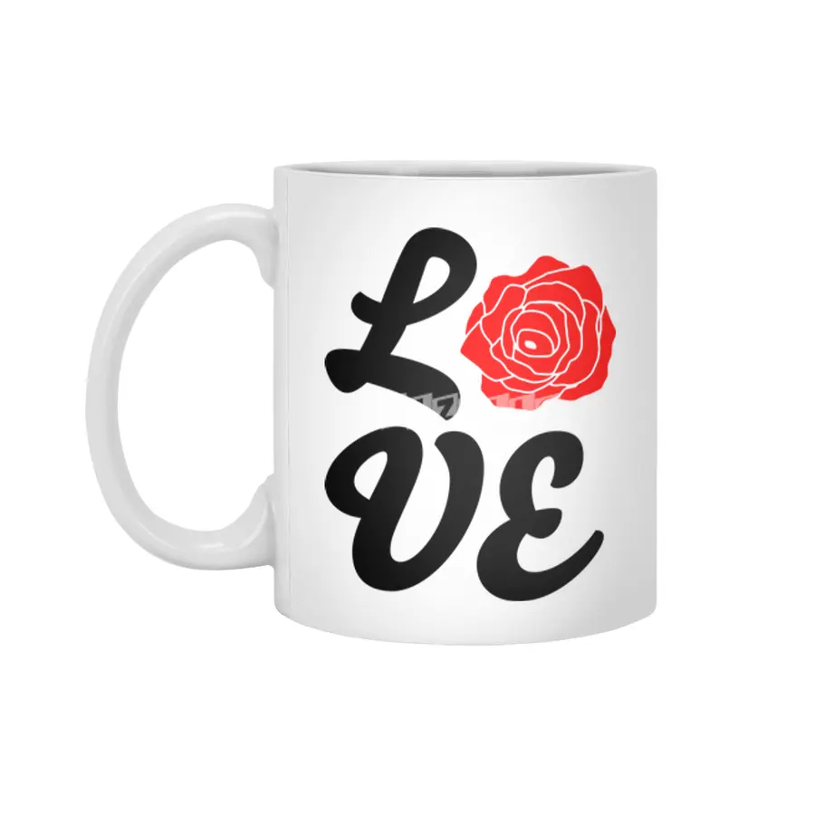 Love Nature With Red Rose Beyaz Kupa