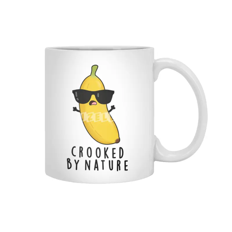 Crooked By Nature Cute Banana Pun Beyaz Kupa