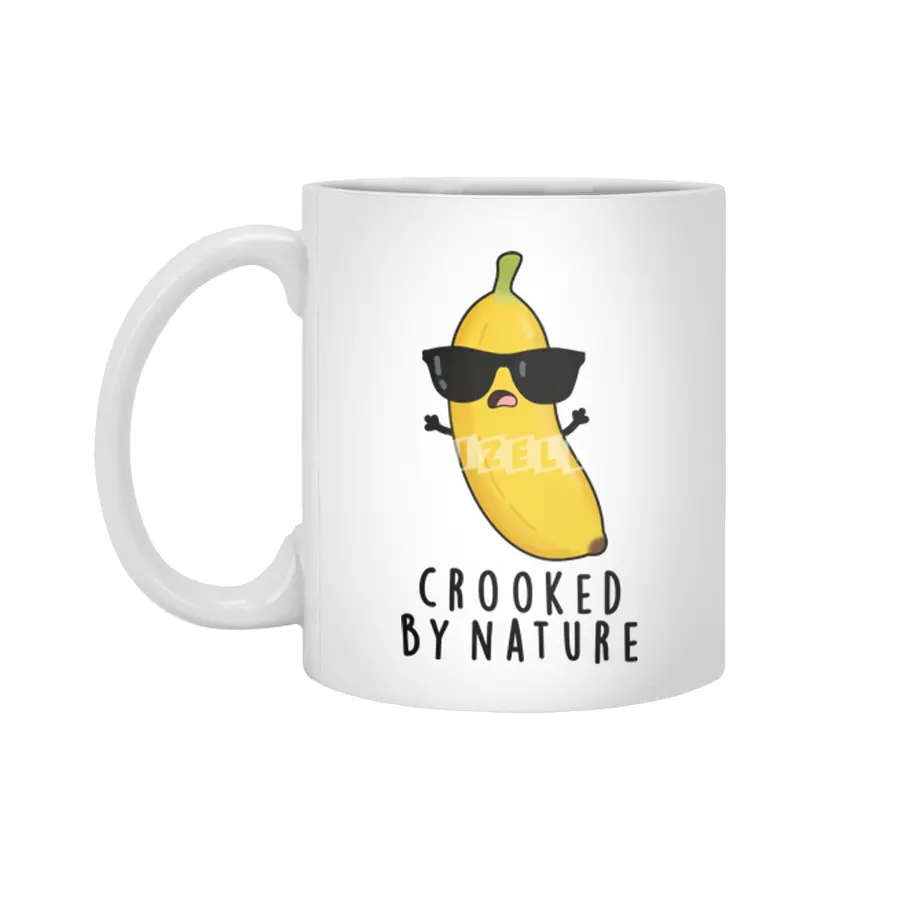 Crooked By Nature Cute Banana Pun Beyaz Kupa