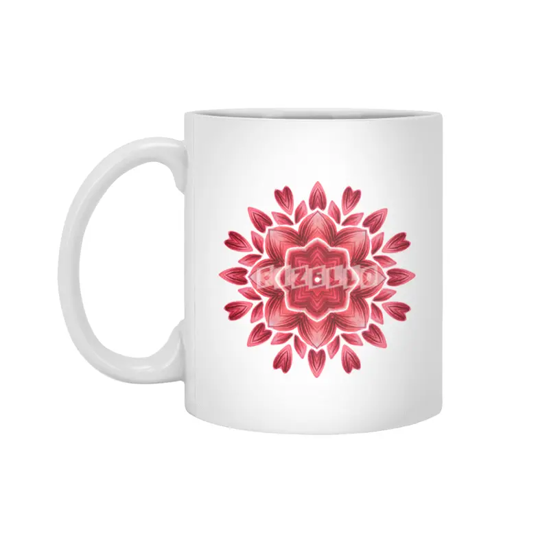 Abstract Watercolor Rose Petal Floral Mandala Beyaz Kupa