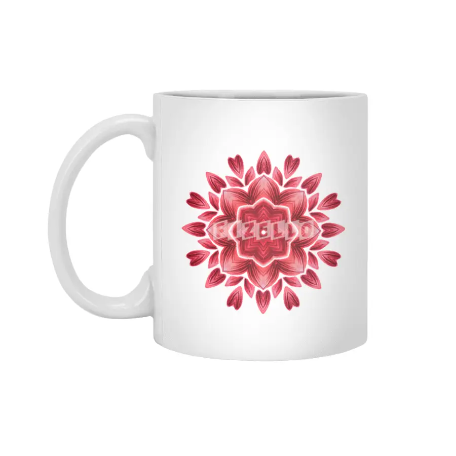 Abstract Watercolor Rose Petal Floral Mandala Beyaz Kupa