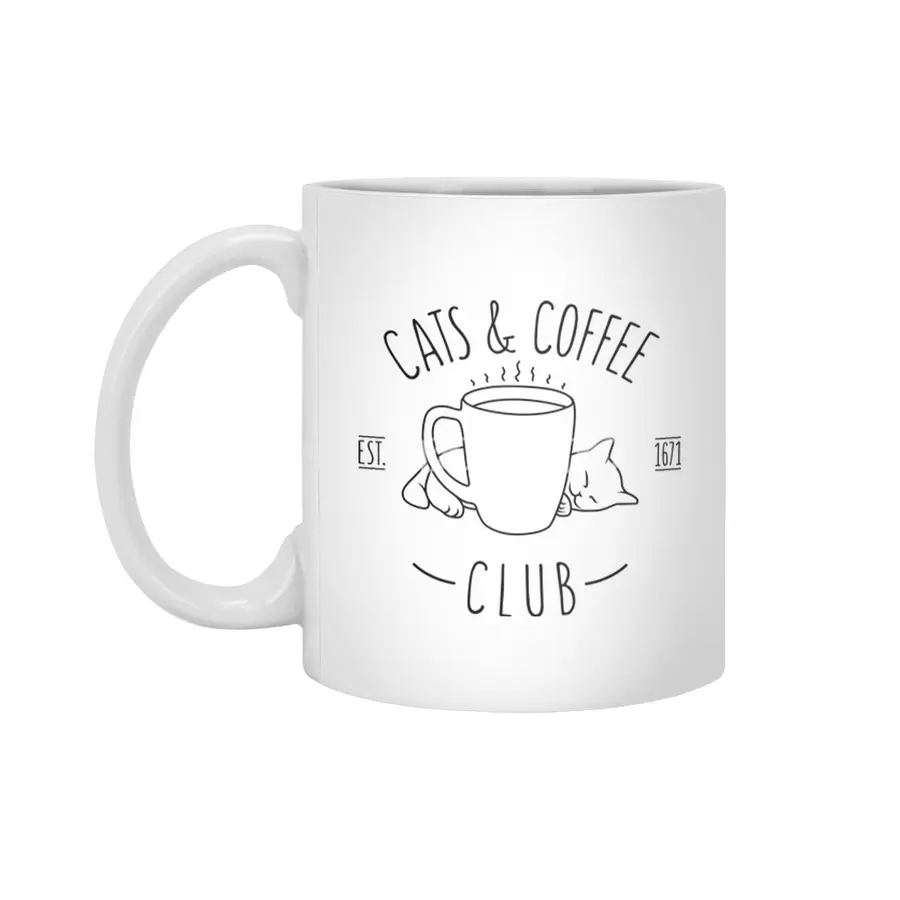 Cats and Coffee Club Beyaz Kupa