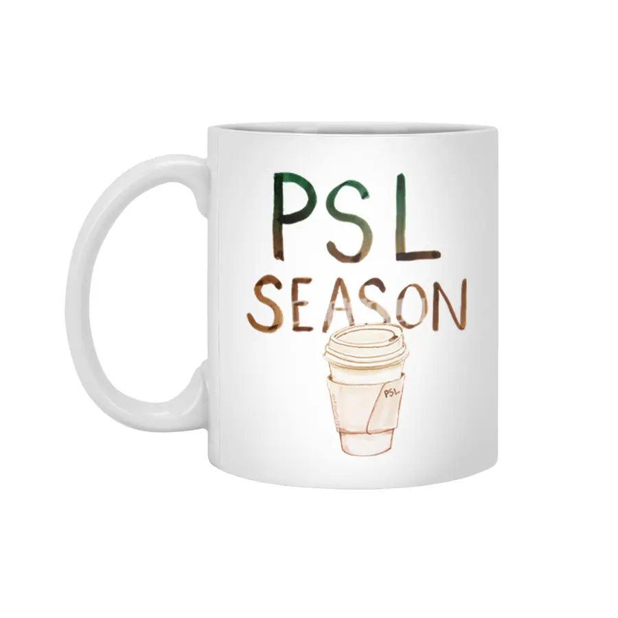 Pumpkin Spice Latte - PSL - Illustration with to go coffee cup Beyaz Kupa