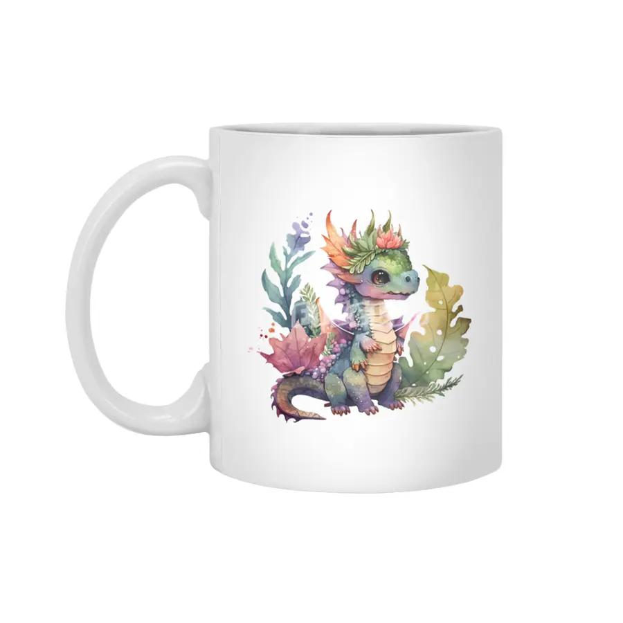 Cute watercolor dino Beyaz Kupa