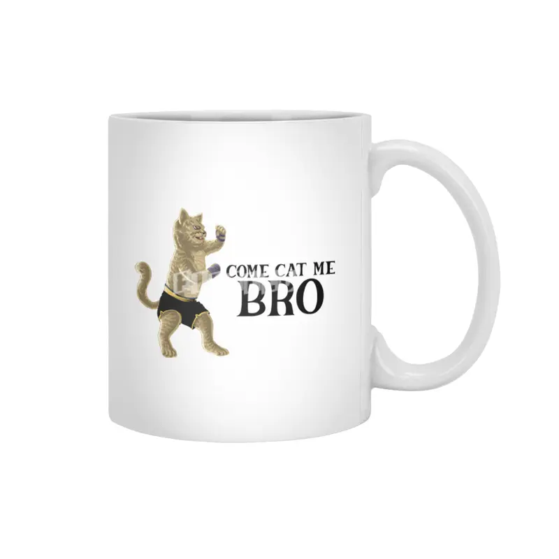 Come Cat Me Bro Cool Boxing Cat Punching International Cat Day Gift for Cat Lovers Beyaz Kupa