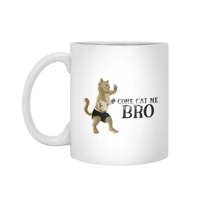 Come Cat Me Bro Cool Boxing Cat Punching International Cat Day Gift for Cat Lovers Beyaz Kupa