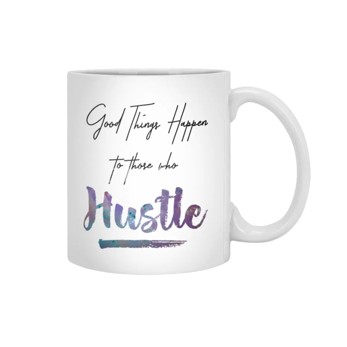 Hustle Watercolor Brush Lettering Inspirational Quote Wall Art Beyaz Kupa