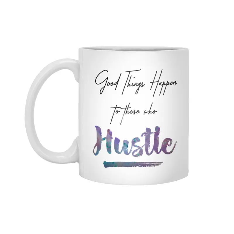 Hustle Watercolor Brush Lettering Inspirational Quote Wall Art Beyaz Kupa