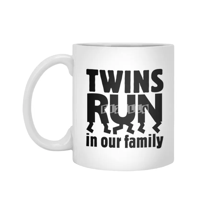 TWINS RUN in our family (Black Lettering Only) Beyaz Kupa