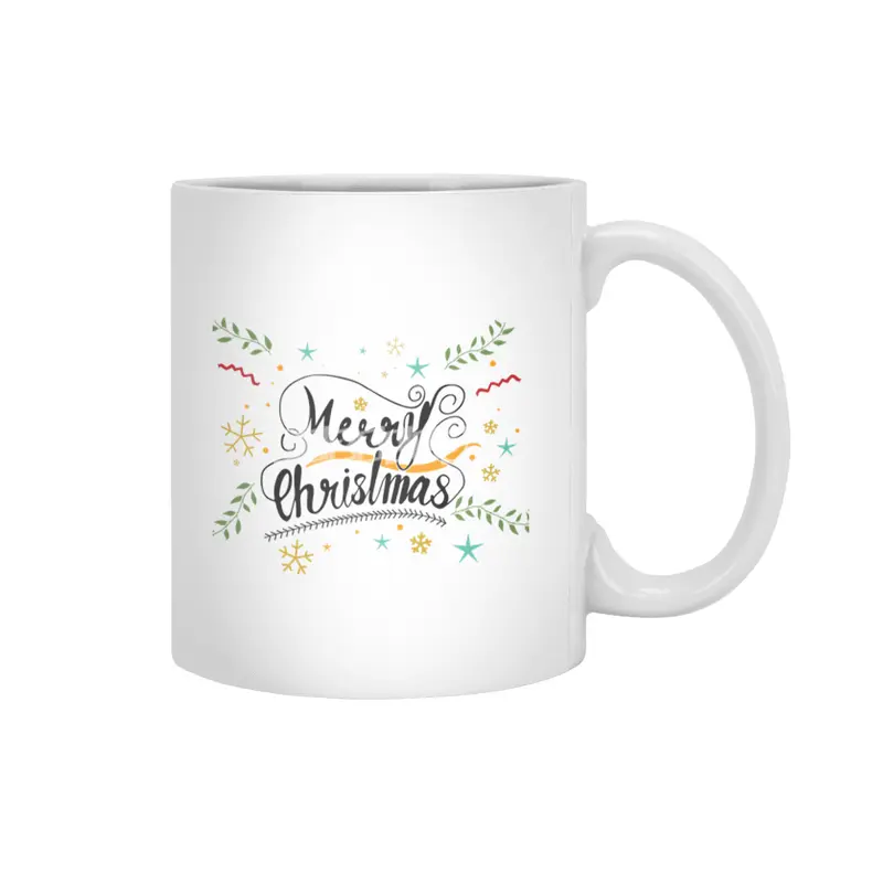 Merry Christmas Hand Lettering Artwork Beyaz Kupa