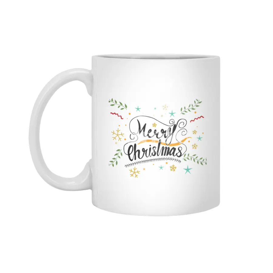 Merry Christmas Hand Lettering Artwork Beyaz Kupa