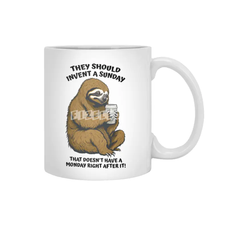 Funny Lazy Sloth Monday After Sunday Coffee Lover Beyaz Kupa
