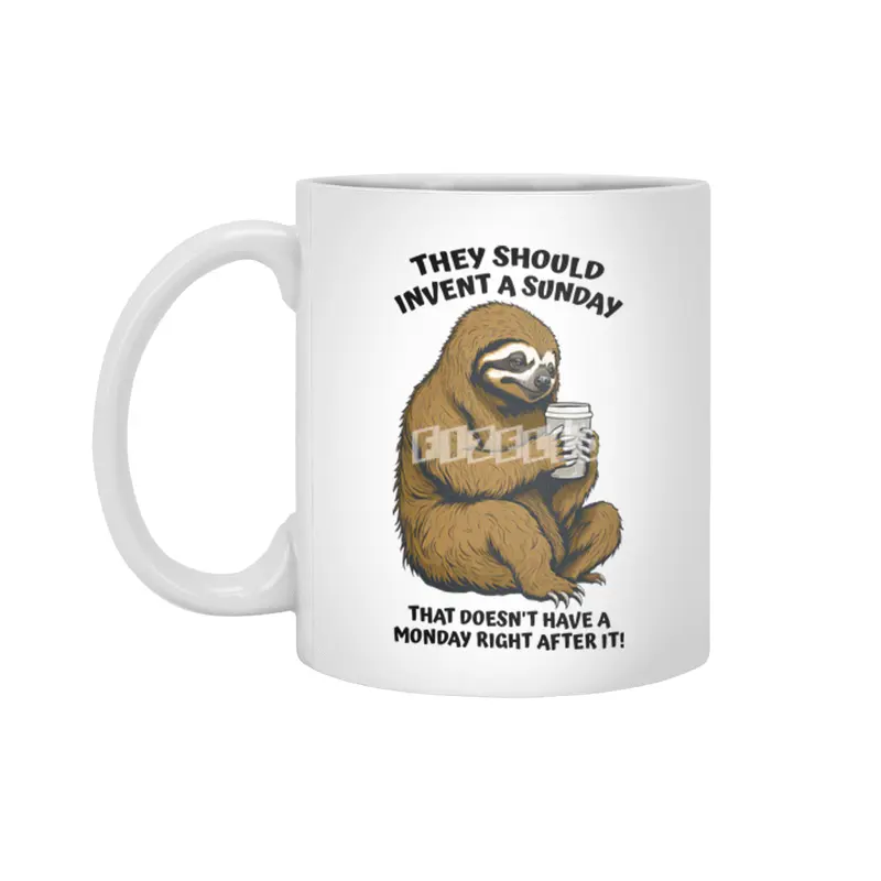 Funny Lazy Sloth Monday After Sunday Coffee Lover Beyaz Kupa