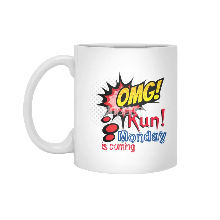 OMG Run! Monday is coming Beyaz Kupa