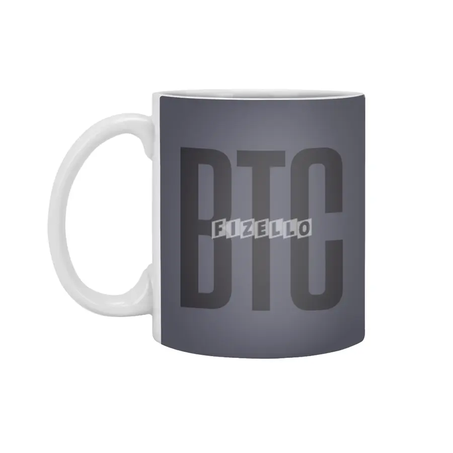 BTC Bitcoin - Crypto Code Transparent Black 50% Beyaz Kupa