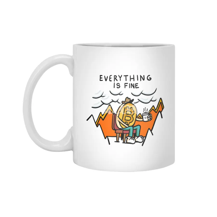 Everything is Fine - Bitcoin Volatility Cartoon in Flames Beyaz Kupa