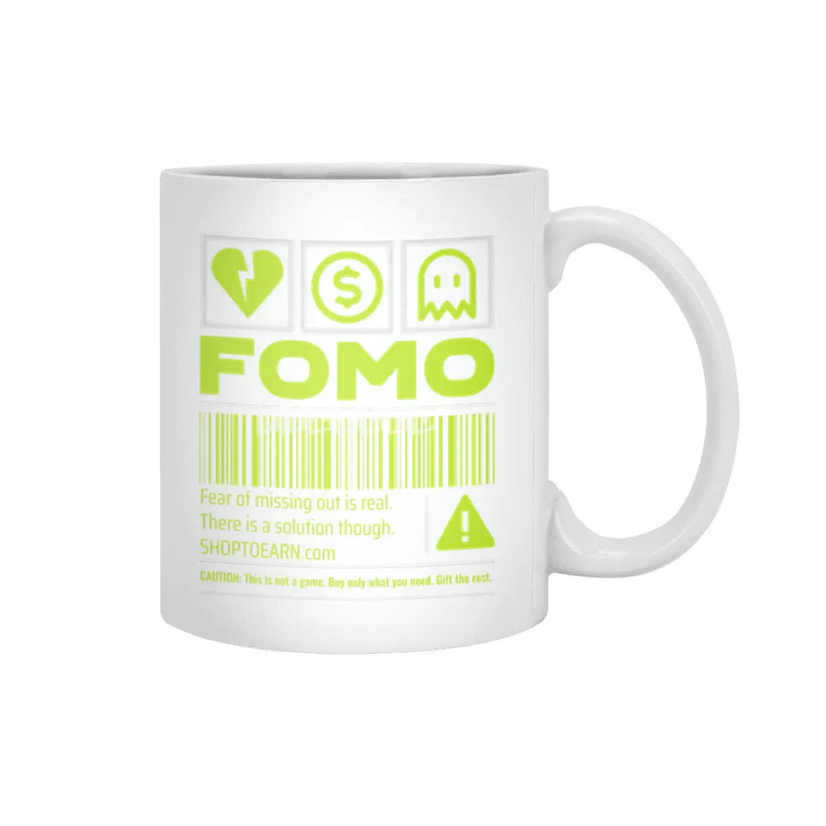FOMO Design Shop To Earn Crypto Back Beyaz Kupa