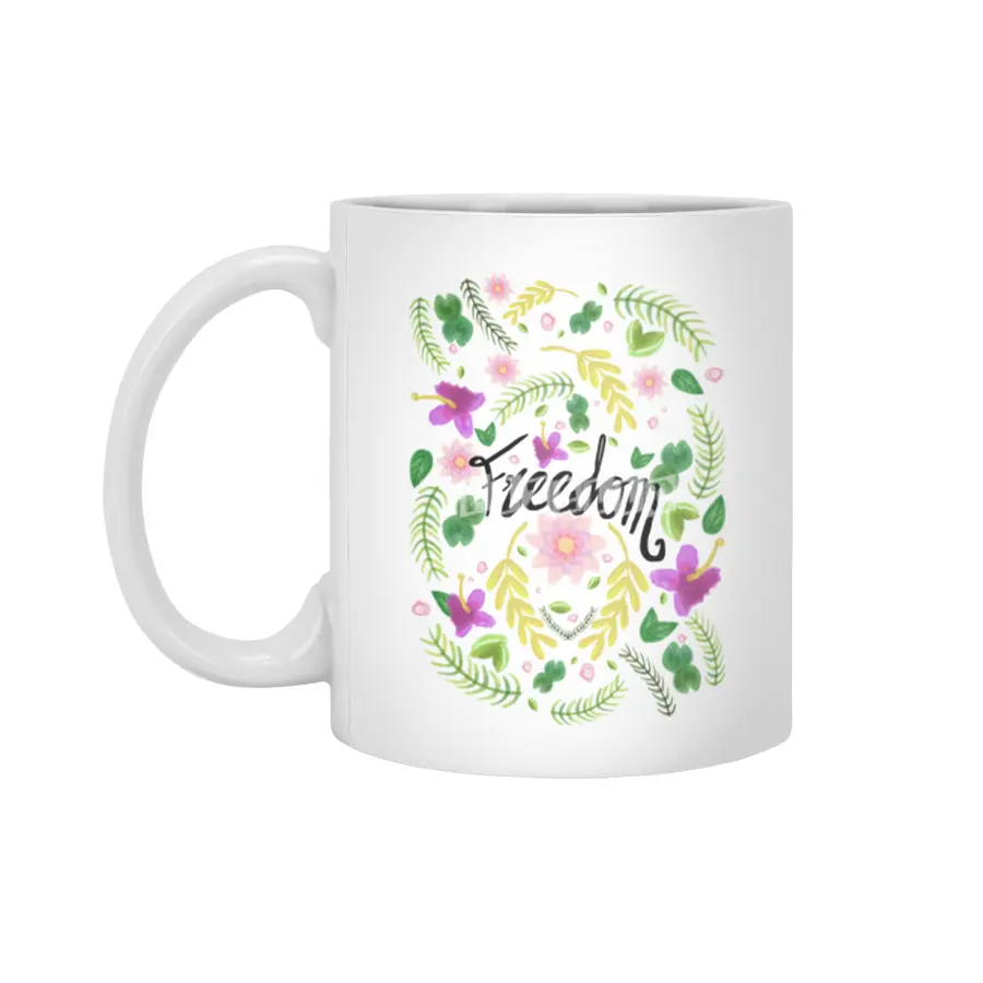 Freedom. Floral Pattern (flowers pattern) Beyaz Kupa