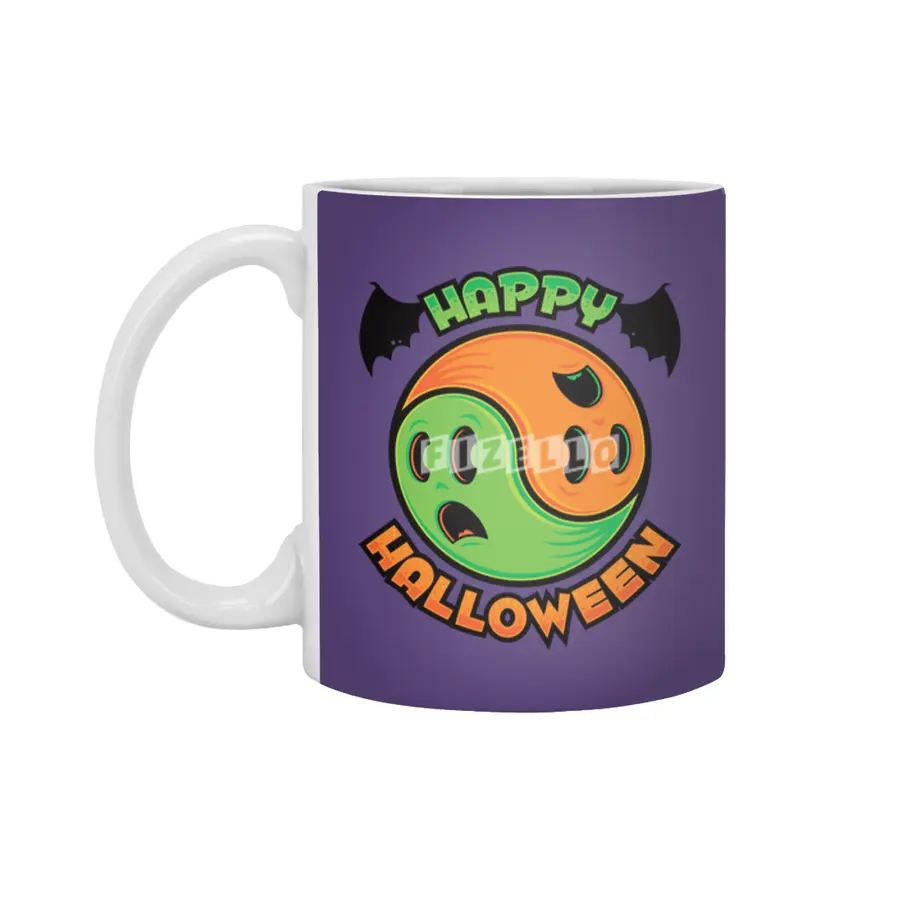 Happy Halloween Ghost Yin-Yang Beyaz Kupa