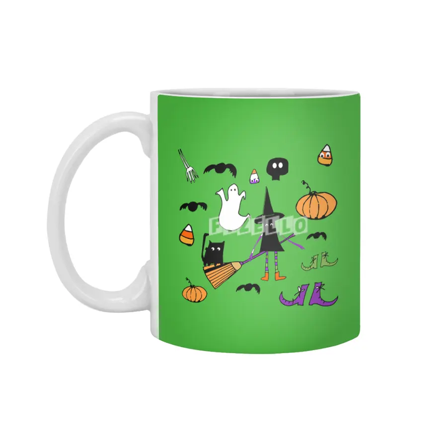Cute Halloween Witch and Friends Beyaz Kupa