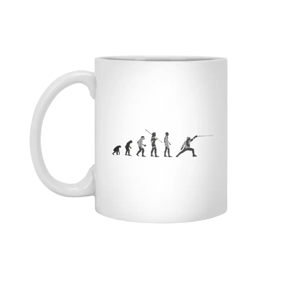 Fencer Man Evolution Fencing Evolutionist Meme Beyaz Kupa
