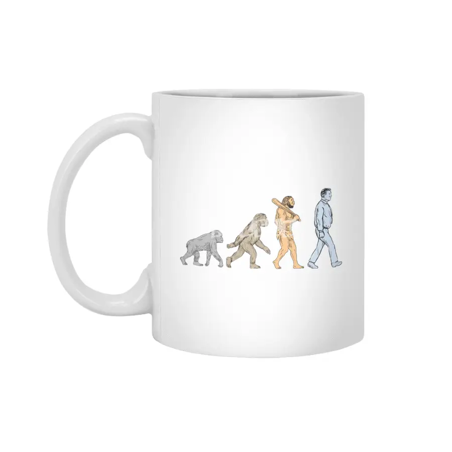 Human Evolution Walking Drawing Beyaz Kupa