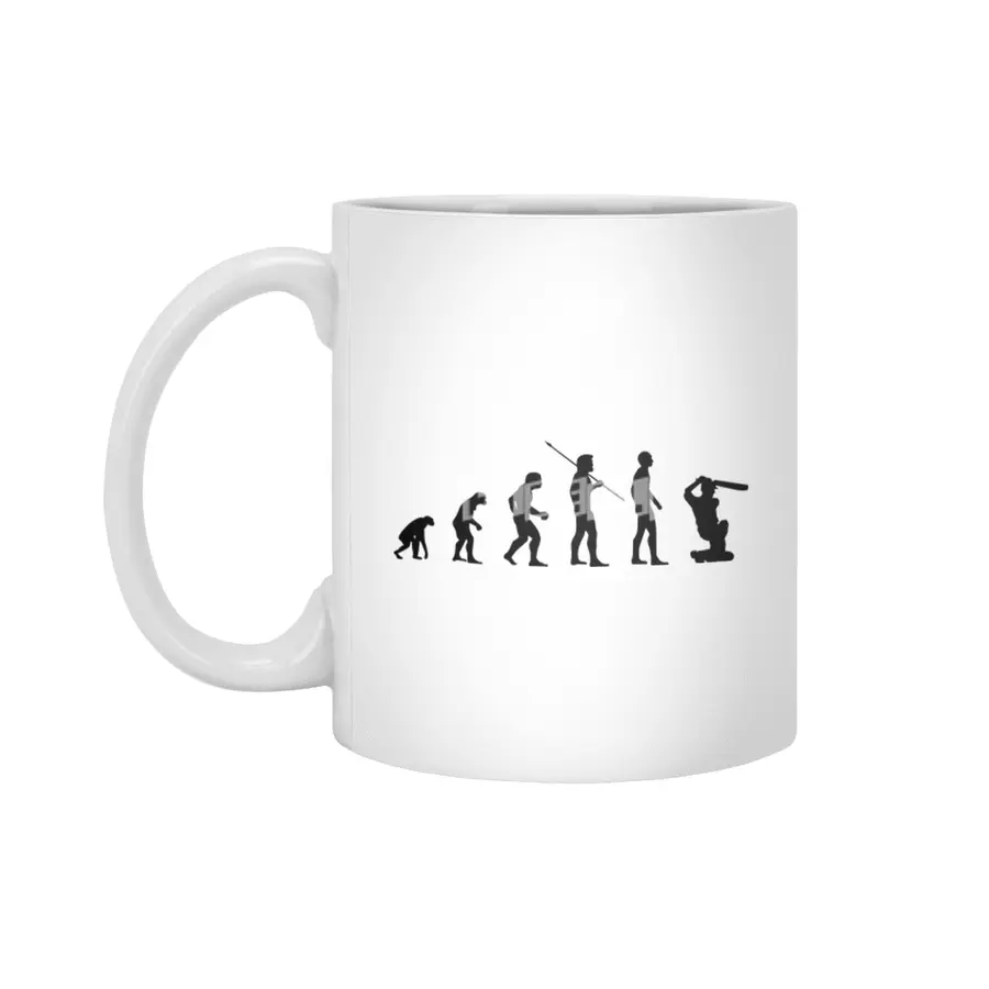 Funny Cricket Batter Evolution of Man Sports Bv Beyaz Kupa