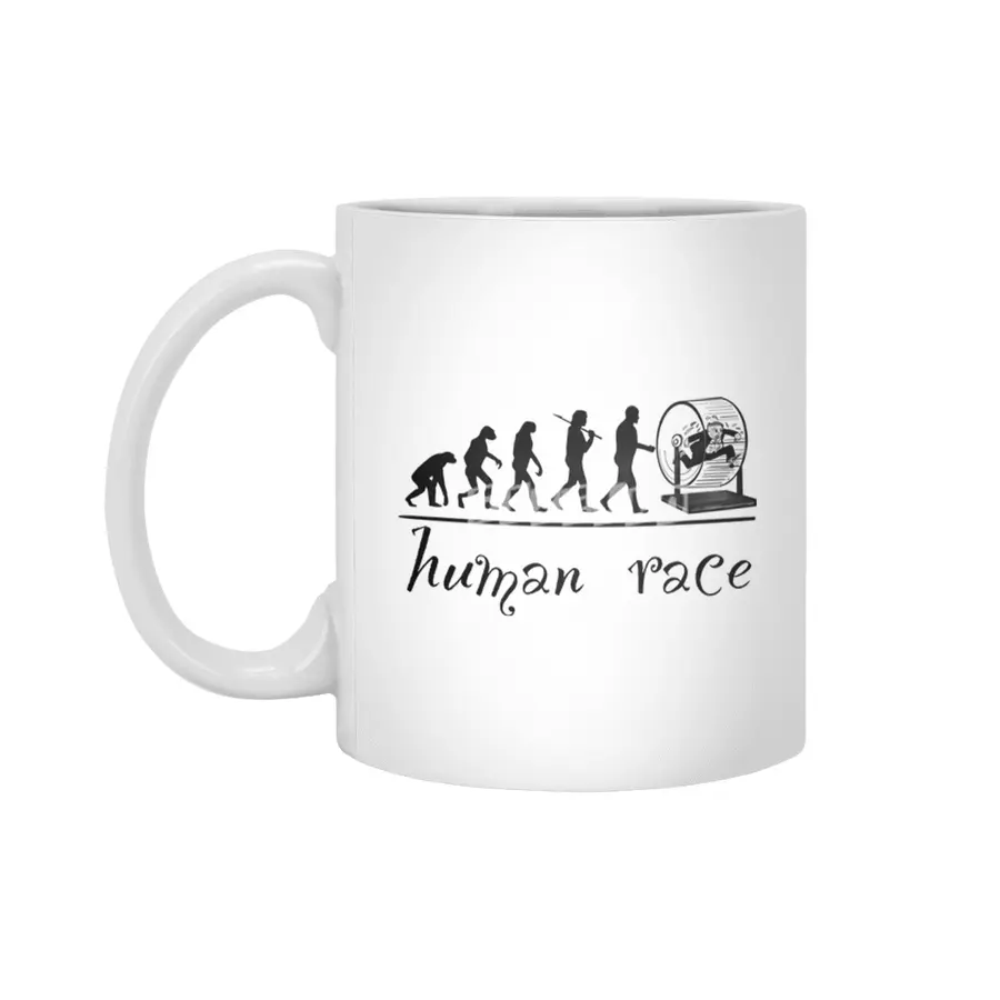Human evolution to Rat race Beyaz Kupa
