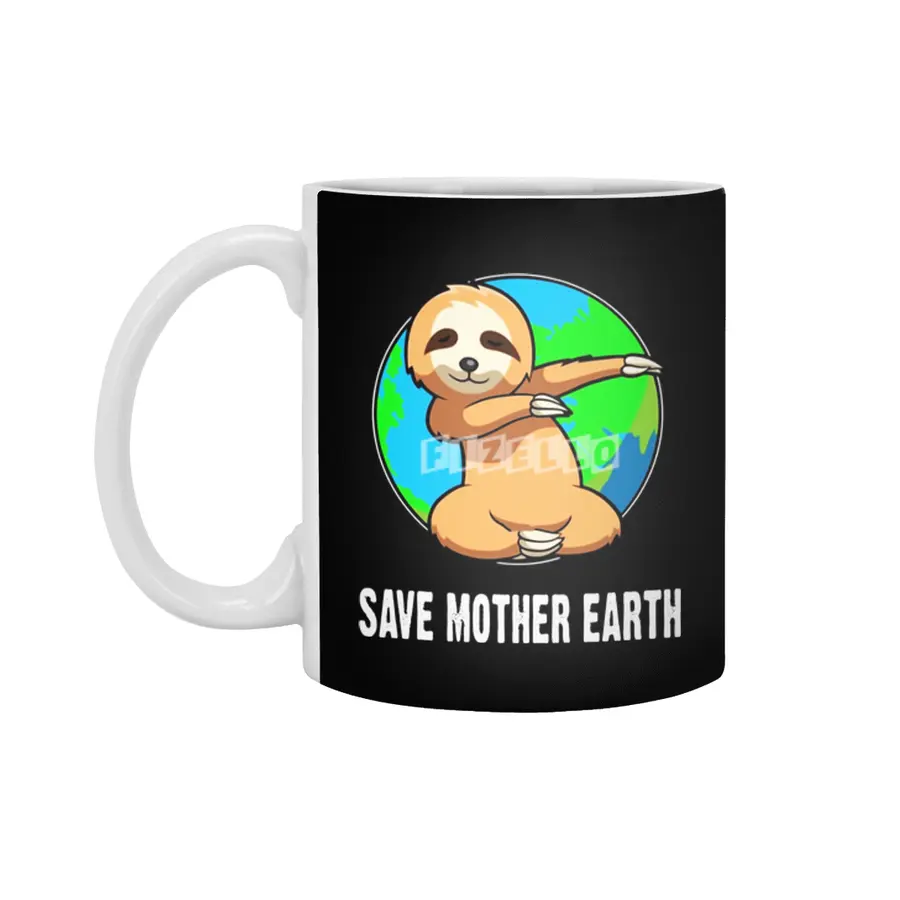 Earth Day Shirt-Save Mother Earth Sloth Dabbing T Shirt Gift for Women Men Beyaz Kupa