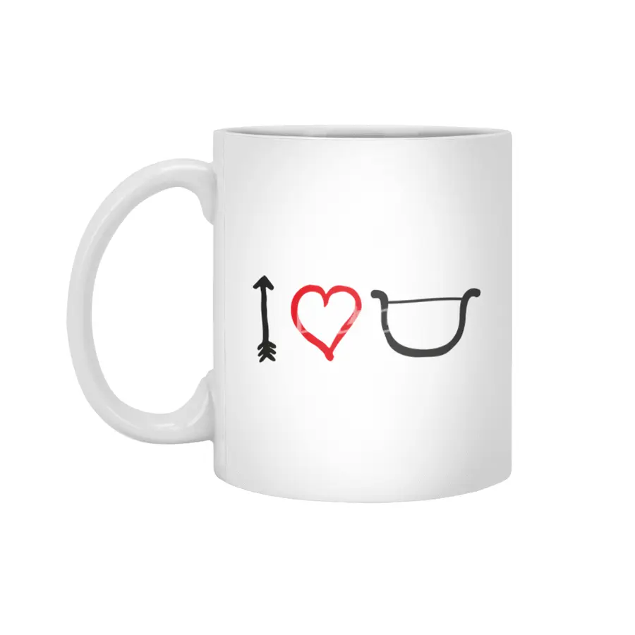 I love you bow arrow heart Cupid Valentine's day Beyaz Kupa