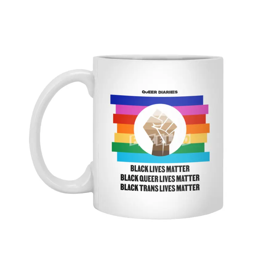 Rainbow Black Lives Matter Circle Light Beyaz Kupa