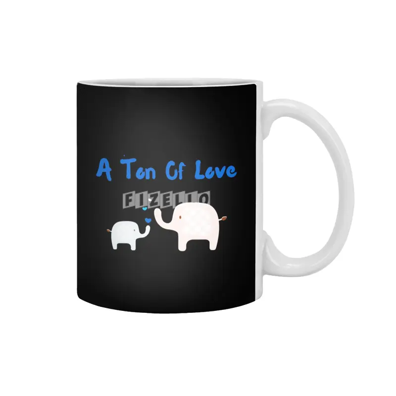 A Ton Of Love - Mother Child (Son) Cute Elephant With Hearts Beyaz Kupa