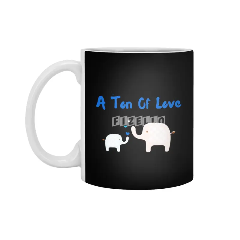 A Ton Of Love - Mother Child (Son) Cute Elephant With Hearts Beyaz Kupa