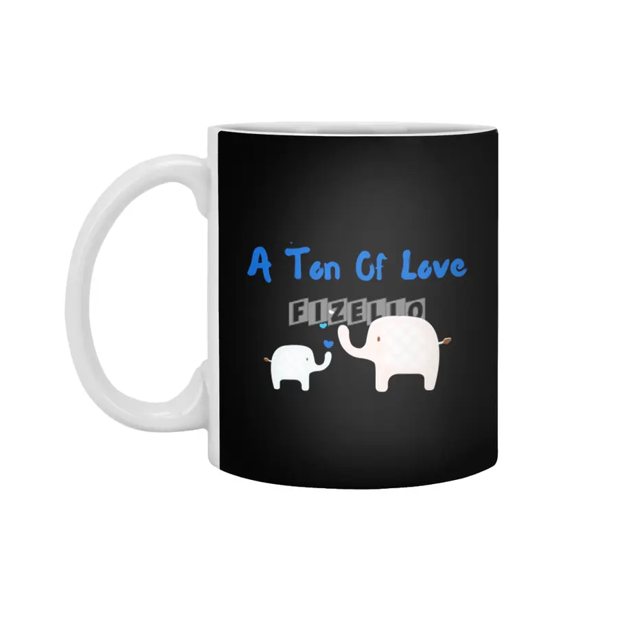 A Ton Of Love - Mother Child (Son) Cute Elephant With Hearts Beyaz Kupa