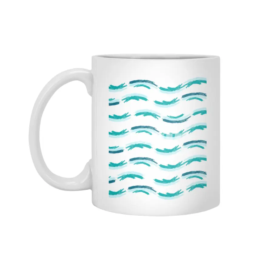 Blue Sea Waves Pattern-Enjoy Summer And Salt Life Beyaz Kupa