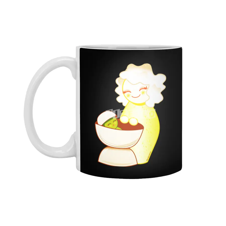 Kokeshis Sweet mother and Little Pistachio Beyaz Kupa