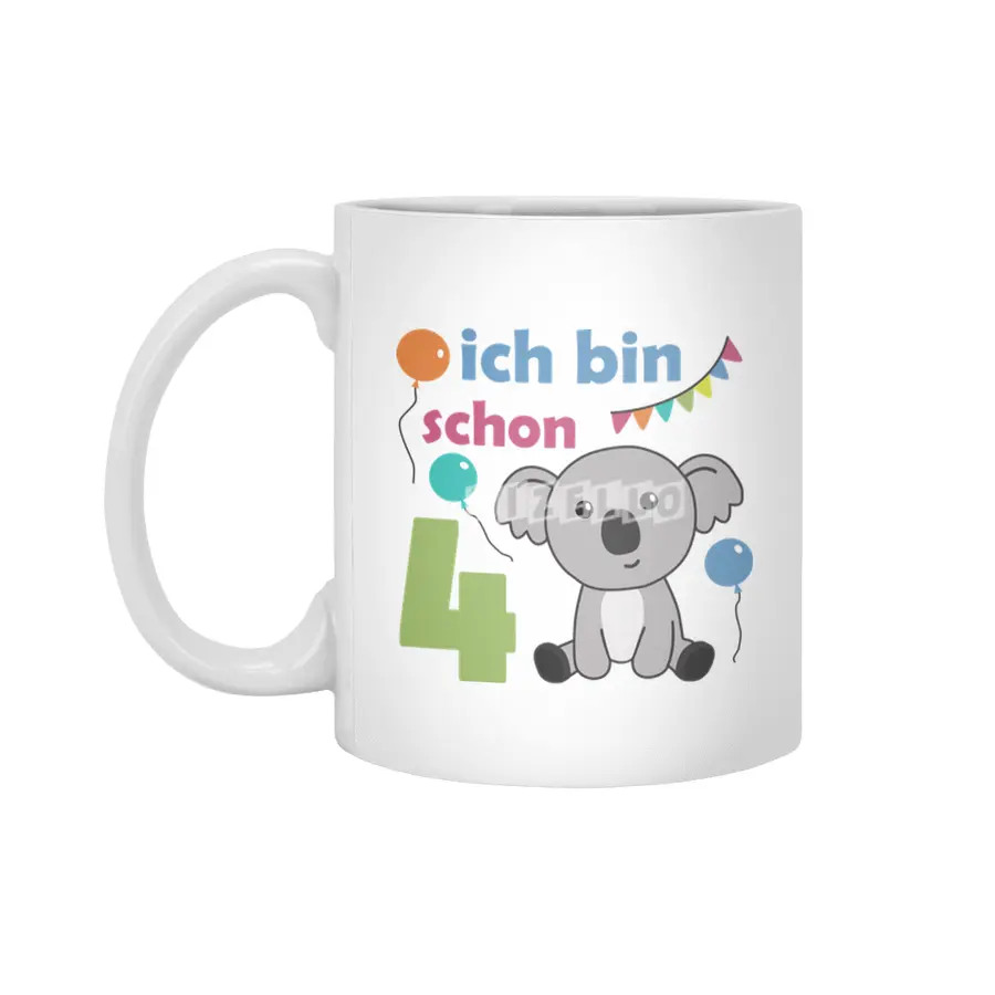 4th Birthday Koala Four Years Old Cute Animals Beyaz Kupa