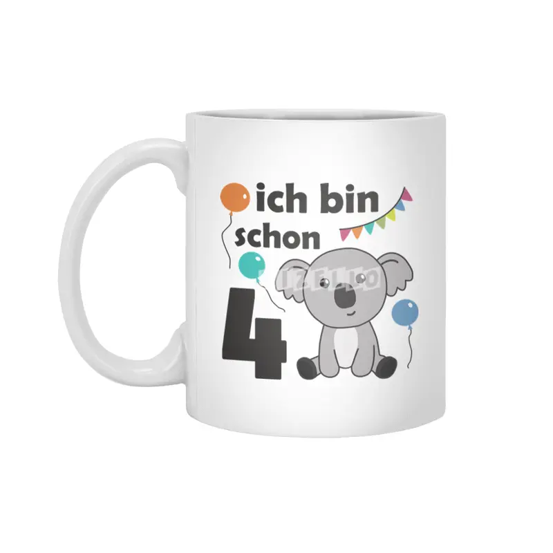 4th Birthday Koala Four Years Old Cute Animals Beyaz Kupa